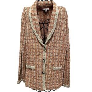 Pendleton Sweater Jacket Women’s Size Extra Large Peach and Cream Button Front